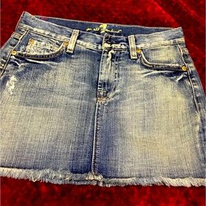 Denim cut-offs mini skirt